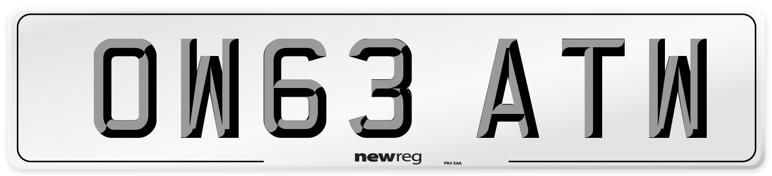 OW63 ATW Number Plate from New Reg